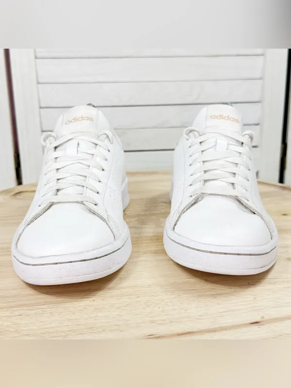 Adidas Advantage Low Top Sneakers White Copper Women 8.5 Leather Preppy Retro - Image 2