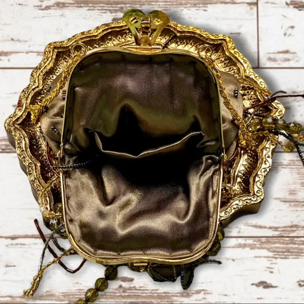 Women’s Small Beaded Evening Bag Brown - Image 5