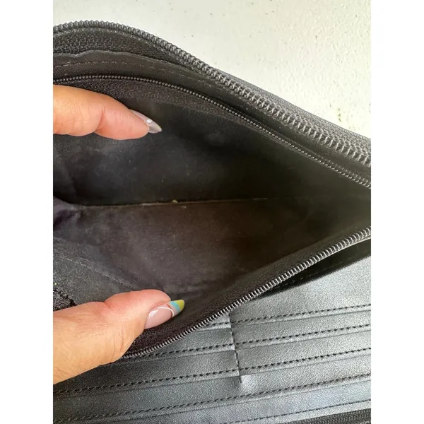 Vintage Esprit Embossed Logo Pebbled Texture Leather Zip Around Accordion Wallet - Image 6