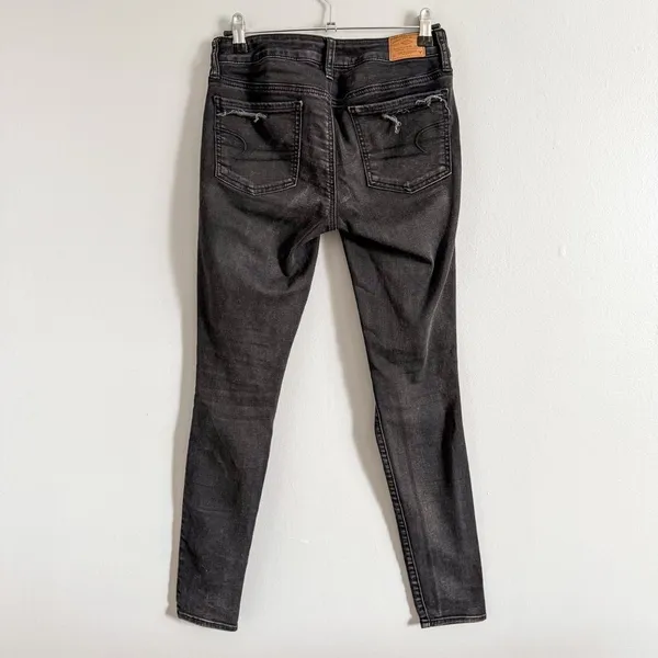 American Eagle Black Distressed Super Stretch Skinny Vintage Collection Size 2 - Image 4