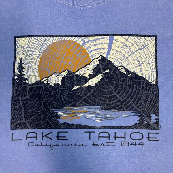 Prairie Mountain Lake Tahoe California Est 1844 Graphic LS T-Shirt Size M - Image 3