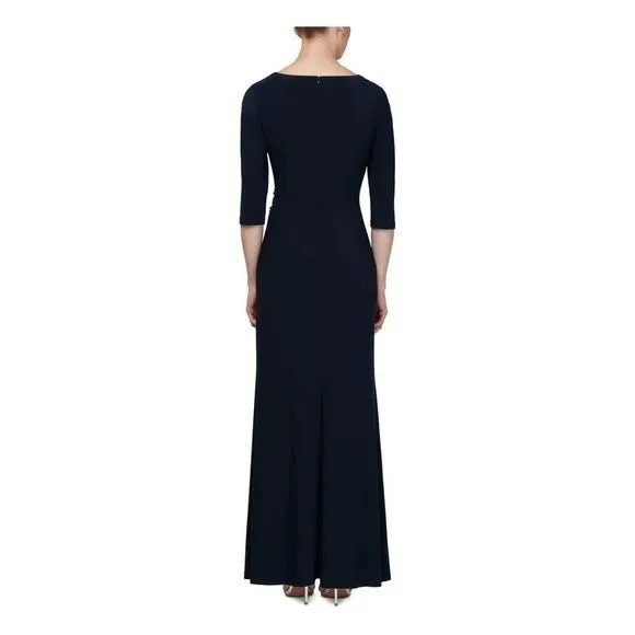 SLNY Womens Navy Side Embellishment 3/4 Sleeve‎ Full-Length Sheath Dress NWT 18 - Image 2