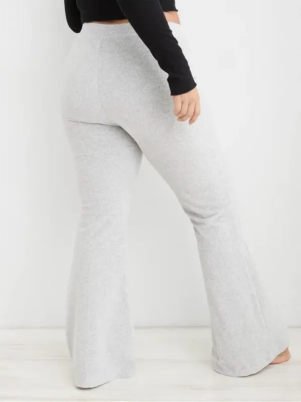 Aerie Groove-On Rib Velour Flare Pant Grey Size XS Regular - Image 2