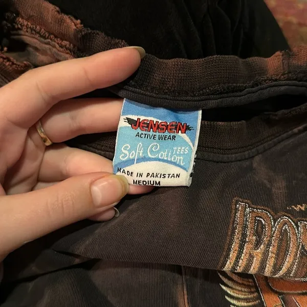 Well Worn Distressed Vintage Acid Wash Iron Horse Motorcycle Tee - Image 2