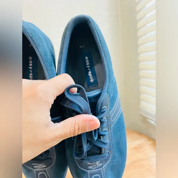 Easy Spirit Shoes Womens 9.5 M On Cue Casual Low Sneakers Blue Suede Lace Up - Image 6