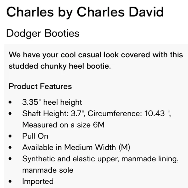 CHARLES by Charles David Dodger Black Pointy Studded Chunky Chelsea Booties 6.5 - Image 16