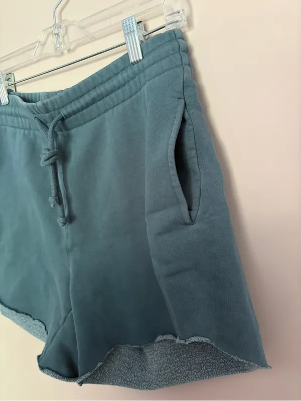 Aritzia TNA Cozy Fleece Cutoff Boyfriend Sweat Shorts Blue Small - Image 2