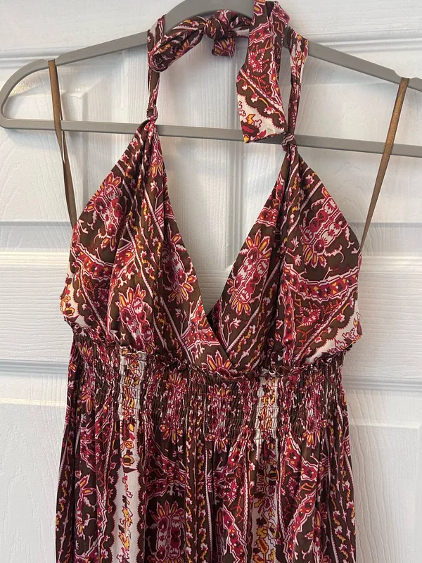 GIANNI BINI Silk Boho Halter Maxi  - Image 2