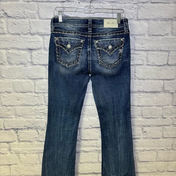 Miss Me Los Angeles Curvy Boot Cut Embellished Beaded Jeans Bling Size 27x29.5 - Image 7