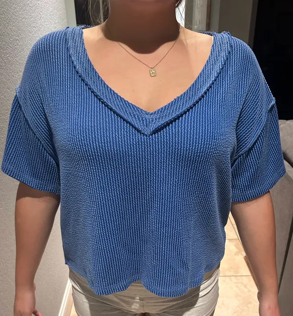 Blue Altar'd State Top v-neck - Image 4