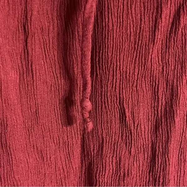 Hollister Womens Burgundy Lace Up V-Neck Bell Sleeve Boho Blouse‎ Top Medium - Image 4