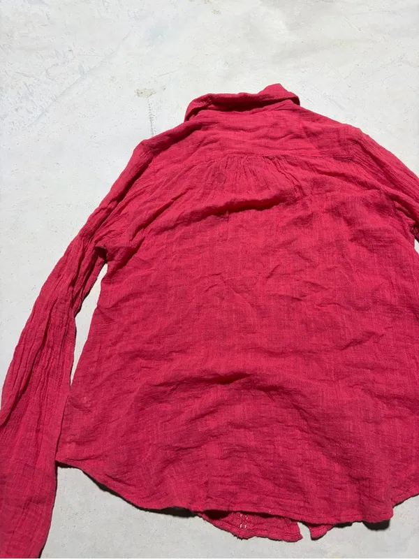 Free people FP one Red Button-Front Textured daydream Shirt XS - Image 10