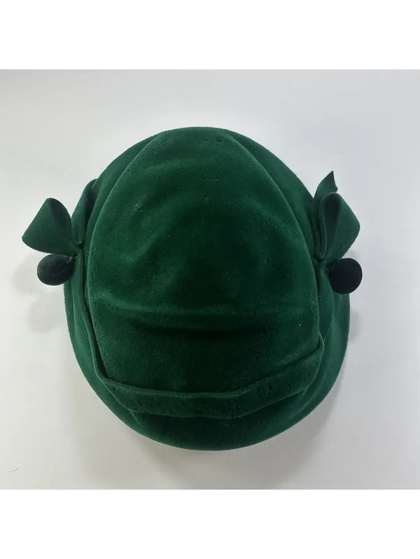 Vintage Edco Riviera Emerald Green Velour Hat with Bow Details - Image 5