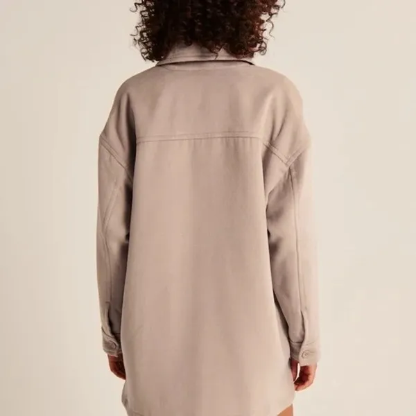 Abercrombie & Fitch Womens XS Oversized Shacket Light Beige Utility Jacket - Image 4