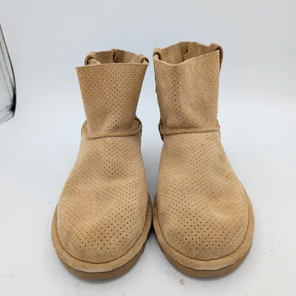 UGG Classic Unlined Mini Perf 1016852 Tan Perforated Suede Ankle Boots Womens 7 - Image 3