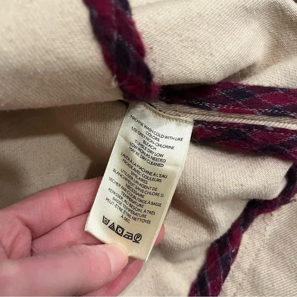 NWT Free People Highlands Peacoat Tea Combo Cream Canvas Cotton Size M - Image 4
