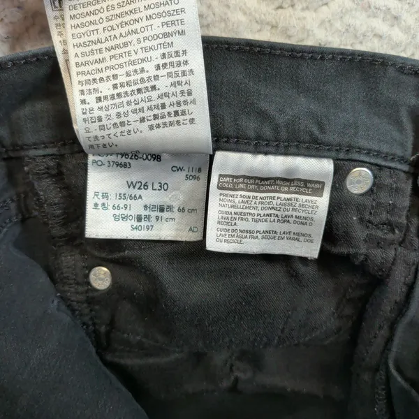 Levis Premium 311 Shaping Skinny Jeans Womens 26 Black Mid Rise Denim 19626-0098 - Image 6