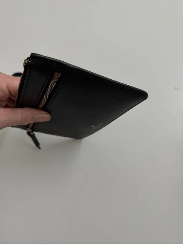 Kate Spade Patrice Wristlet Leather Double Zip Pockets Credit Card Slots Black - Image 9