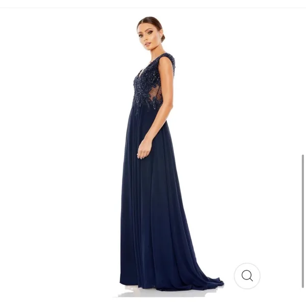 NWT Mac Duggal 20264‎ Appliqued Cap Sleeve Bodice Flowy Gown Navy Sz 10 $598 - Image 6