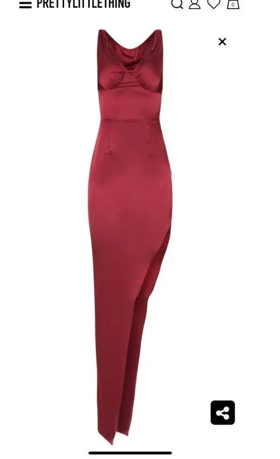 Pretty Little Thing Satin Split Slit Maxi Dress - Image 4