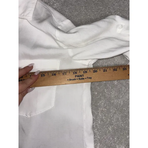 Cloth & Stone Shirt Womens Small White Tencel Button Front Pocket Blouse‎ Casual - Image 5