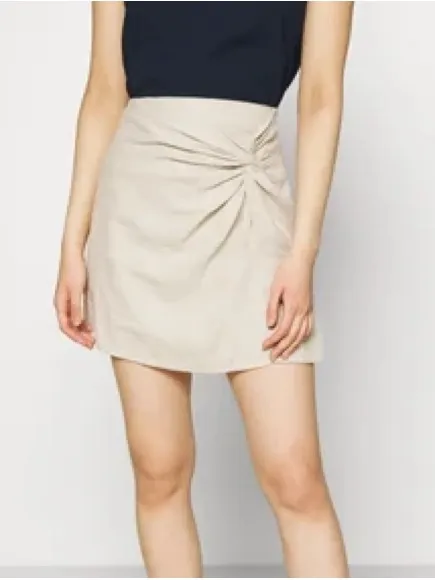 Abercrombie & Fitch Knotted Linen Mini Skirt Beige L Minimalist Coastal Neutral - Image 4