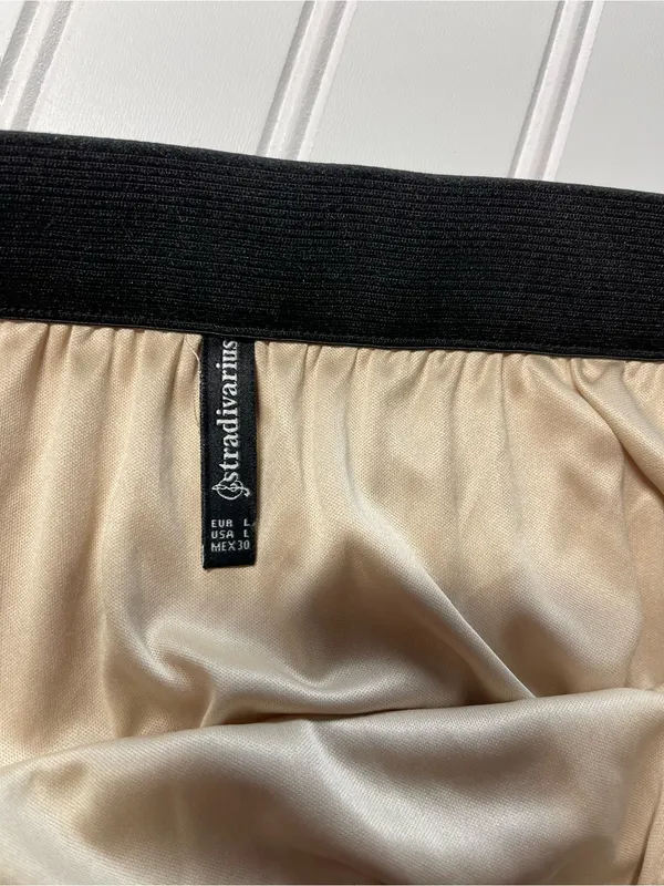 Stradivarius Pink Red Colorblock Pleated Midi Skirt Womens Large Accordion Lined - Image 6