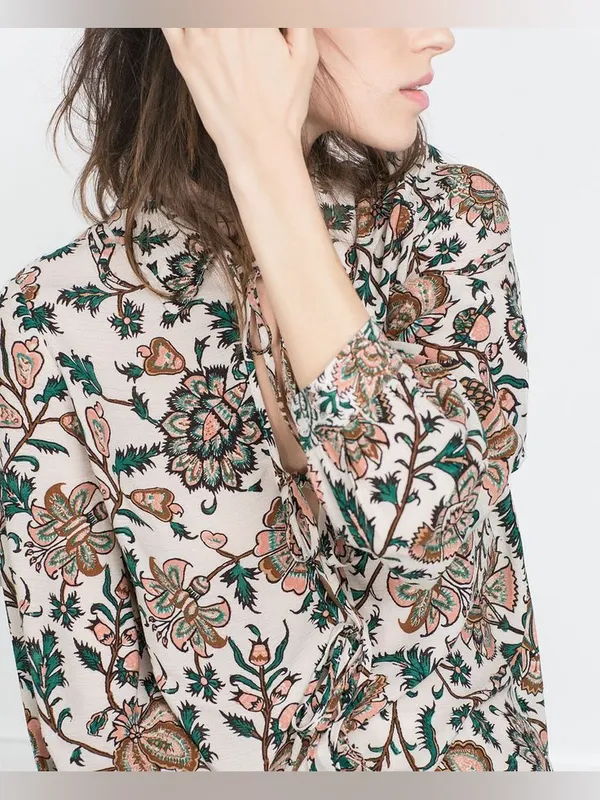 ZARA | Oversized Boho Floral Print Relaxed Tunic Dress, Size S - Image 2