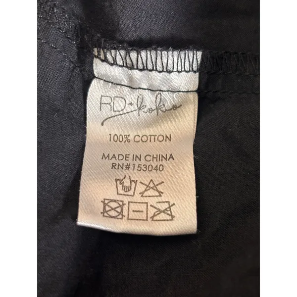 RD + Koko Embroidered Peasant Blouse Black Cotton Boho Folk Art Top Festival - Image 8