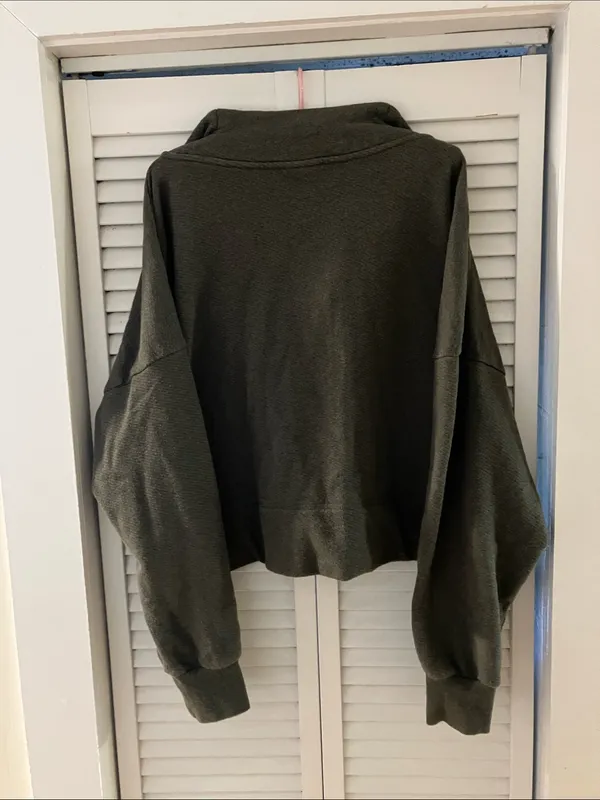Sweaty Betty Nestle Up Green Quarter Zip Knit Sweatshirt Size XXL - Image 7