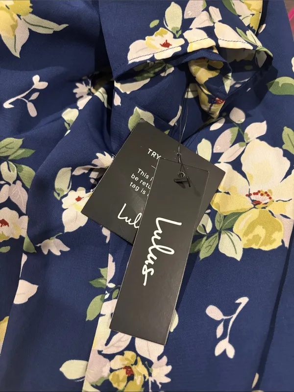 Lulus Floriana Navy Blue Floral Print Shift Dress Women’s Size Small New w/ tag! - Image 5