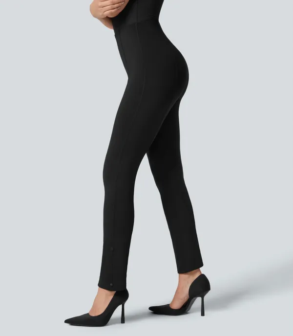 Halara Flex High Waisted Tummy Control Work Pants Black 7/8 Adjustable Hem Small NWT - Image 4