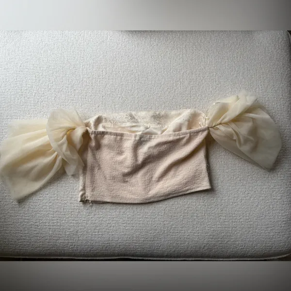 Anthropologie Sunday In Brooklyn Tulle Off The Shoulder Blouse Top Ivory Xl - Image 7