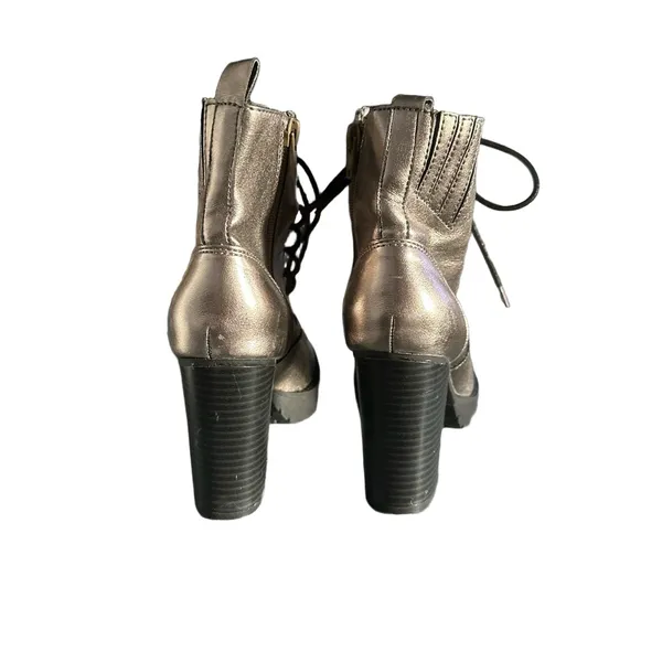 Madden NYC Women Gold Chrome Lace-Up Platform‎ Metallic Edgy Combat Boots Size 6 - Image 5