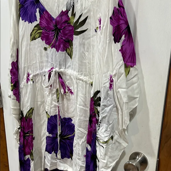 Floral Print Women's Top - Purple and White - Image 4