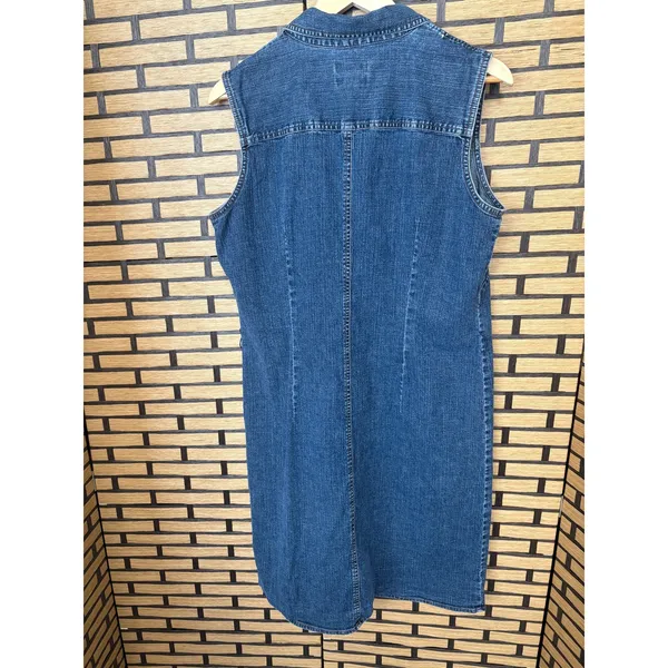 Old‎ Navy Denim Stretch Button Front Tank Dress Size 14 - Image 2