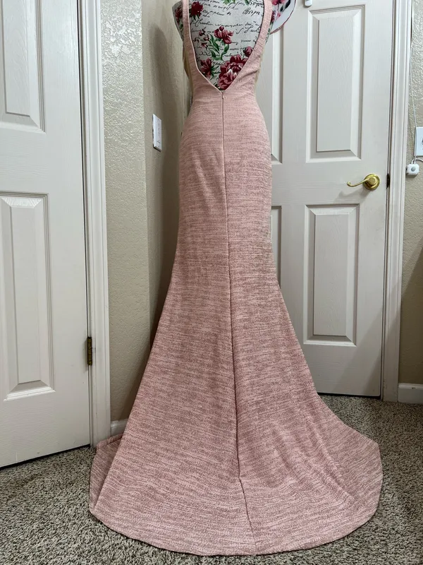NWT Jovani 45811 Glitter Plunging V-Neck Mermaid Prom Gown Rose Gold Size 2 - Image 10