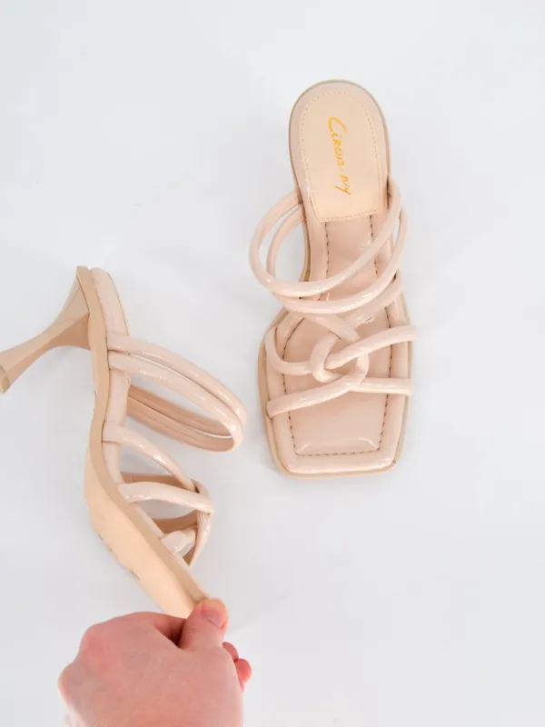Sam Edelman Circus Savanna Sandals Size 6.5 Ivory Flared Heel Strappy Square Toe - Image 2