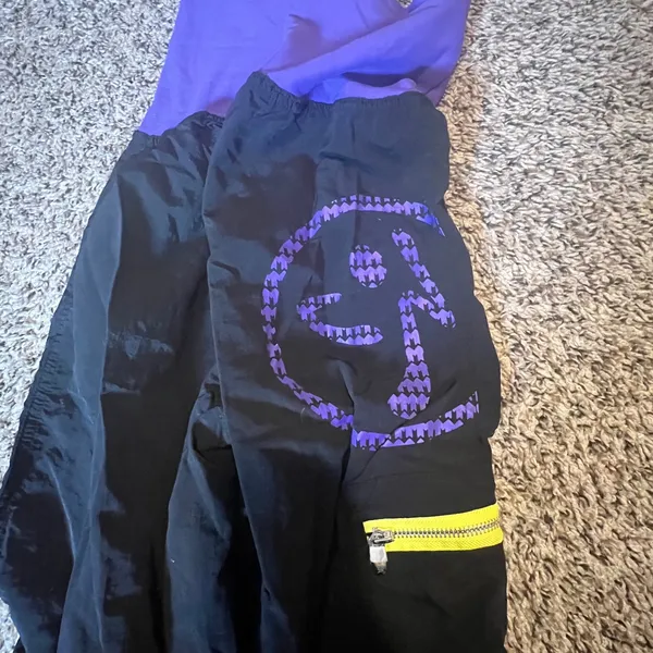 Zumba Fitness Womens Medium Cargo Jogger Pants Black Purple High Waist Dance M‎ - Image 10