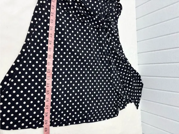 AB‎ Studio Black and White Polka Dot Wrap Midi Dress Size L - Image 8