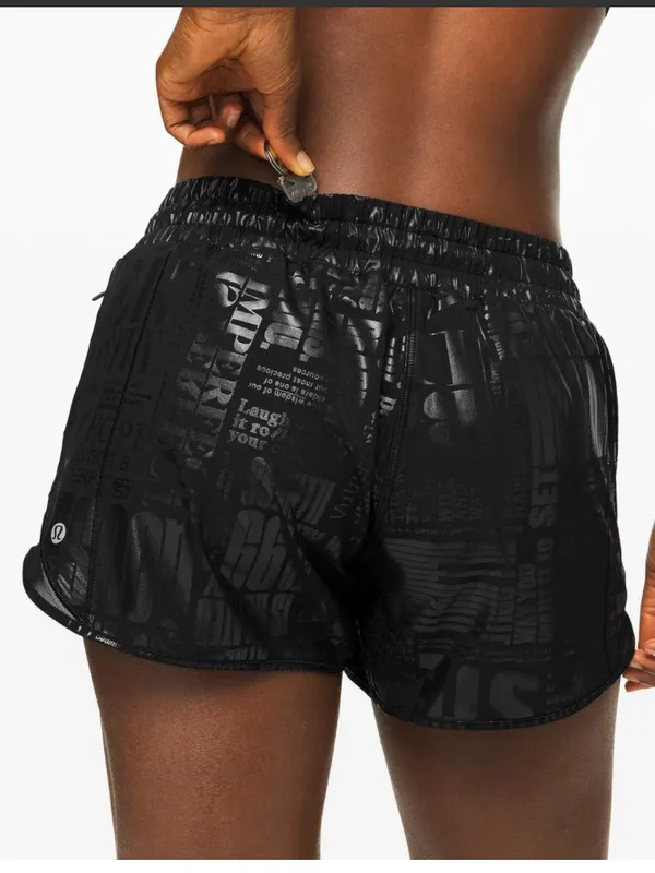 Lululemon Hotty Hot Short II *Long 4" Manifesto 20YR Manifesto Foil Black Black - Image 2