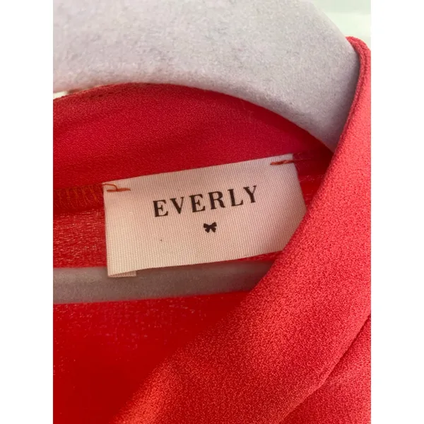 Everly Coral Sleeveless Mini Dress Keyhole Neckline Feminine Coquette Quiet Luxe - Image 4