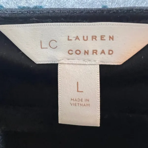 Lauren Conrad Womens Large Black‎ Teal Burnout Velvet Floral Peplum Wrap Blouse - Image 4