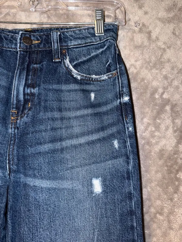 Lee High Rise Wide Leg Distressed Denim Jeans Blue - Image 3