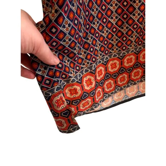 Urban Coco Boho Tunic‎ Dress Red Orange Geometric Print Tassels Womens Size M - Image 4