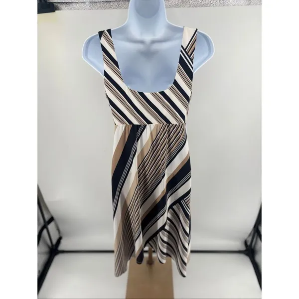 Soma Dress Womens S Midi Square Neck Pockets Sharkbite Hem Diagonal Stripe - Image 15