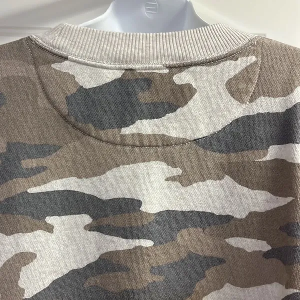 Aerie Tan Camo Crew Neck Mixed Textured Sweatshirt w/ Large Slide Slits- XS - Image 14