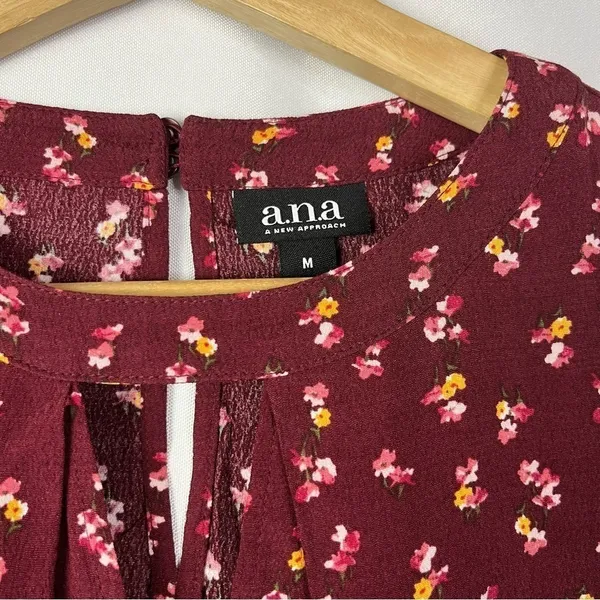 A.N.A Red Floral‎ Long Sleeve Shift Dress M - Image 4