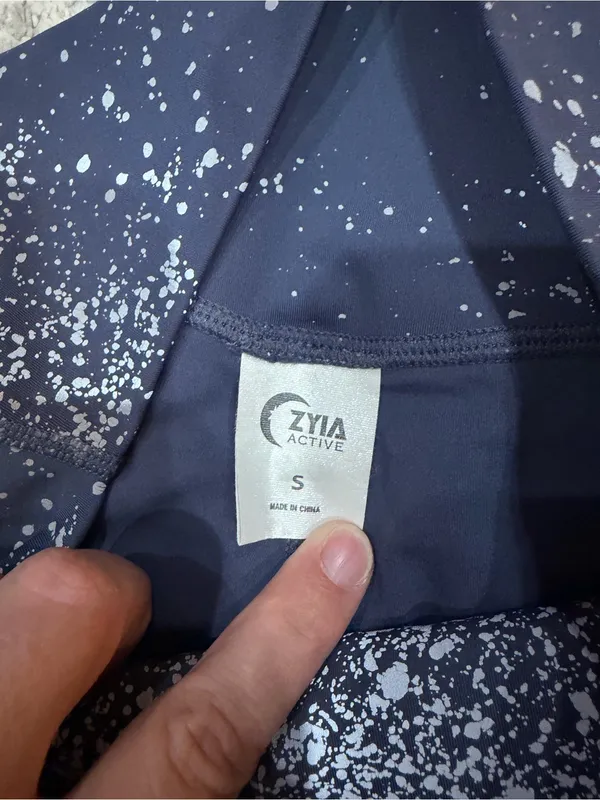 Zyia Active Metallic Splatter Biker Shorts Navy Silver Size S NWOT - Image 4