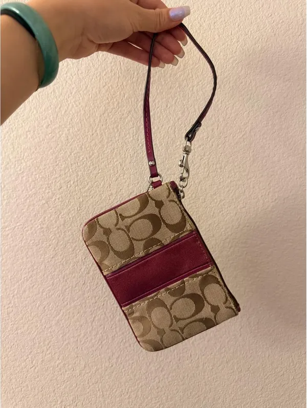 Vintage Coach Wristlet with Maroon Stripe - Image 3
